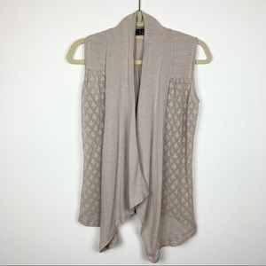 One A Sleeveless Crochet Open Front Cardigan Small